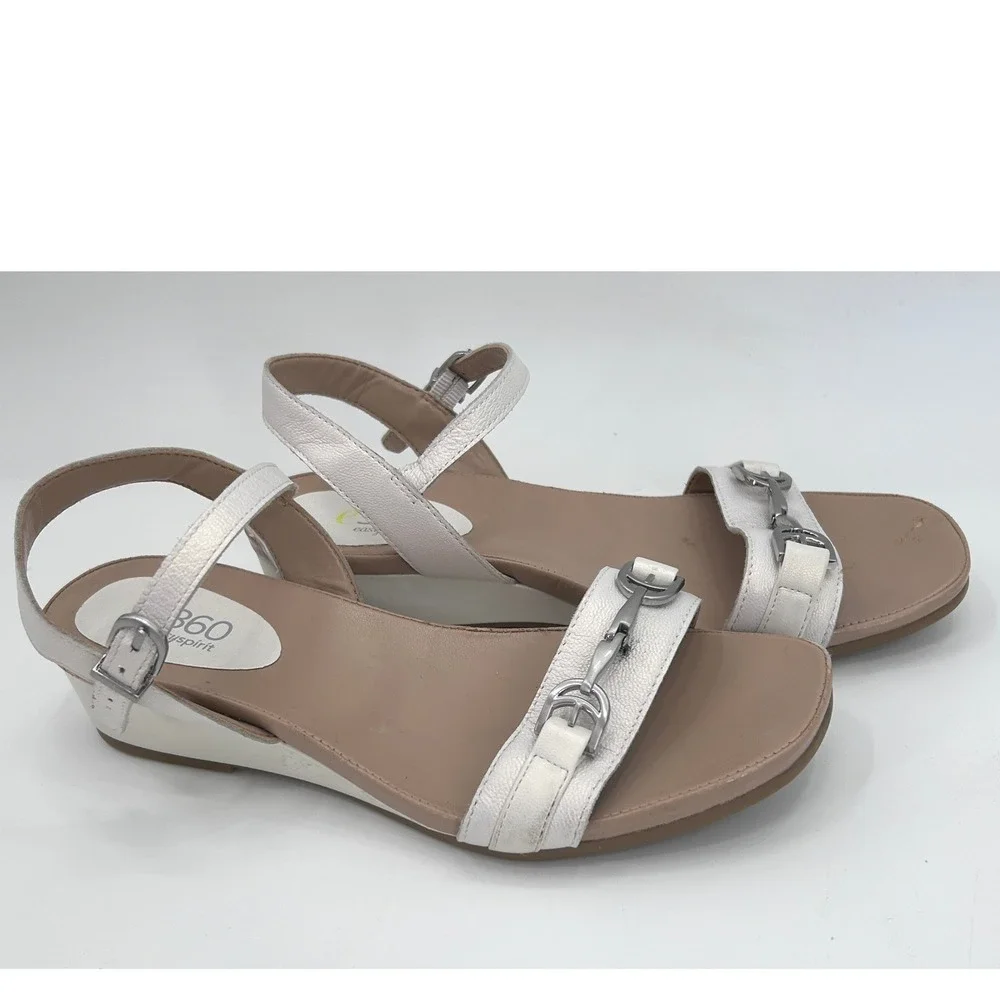 Easy Spirit e360 White Slingback Comfort Sandals Size 6 Horsebit Accent Summer